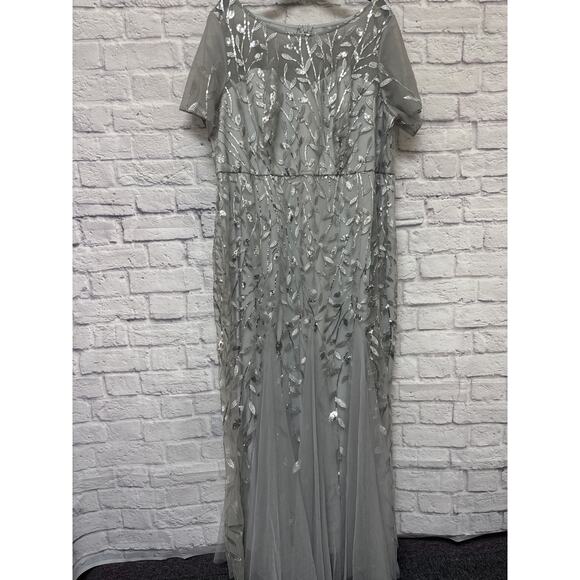 Ever Pretty Silver Sequin & Net Formal Maxi Prom Dress Short Sleeve SZ XXL NWOT - Picture 1 of 5